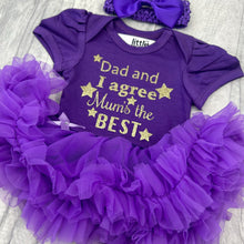 Load image into Gallery viewer, Dad And I Agree Mum's The Best Baby Girl Tutu Romper With Matching Bow Headband