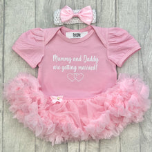 Load image into Gallery viewer, Mummy & Daddy Are Getting Married! Baby Girl Tutu Romper With Matching Bow Headband, Wedding