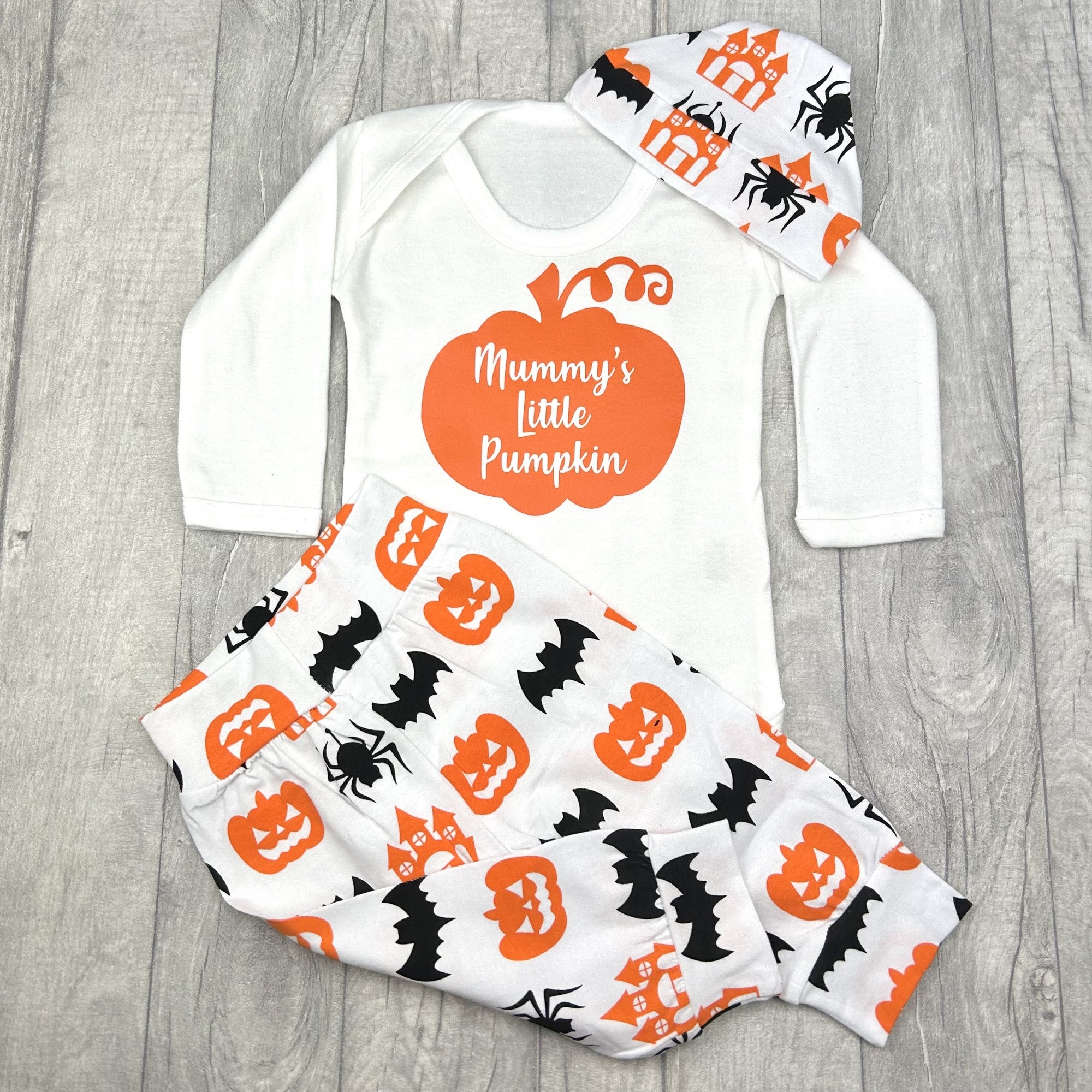 Baby Halloween Mummy's Little Pumpkin Romper Set