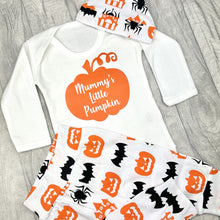 Load image into Gallery viewer, Baby Halloween Mummy's Little Pumpkin Romper Set - Little Secrets Clothing