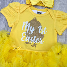 Load image into Gallery viewer, Baby Girl My 1st Easter Tutu Romper, Gold Glitter Chick