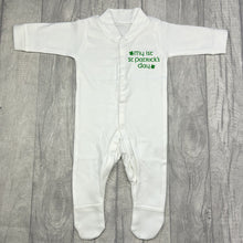 Load image into Gallery viewer, My 1st Patrick's Day White Sleepsuit, Baby Boy's Irish Romper