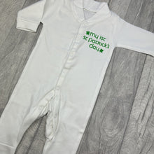 Load image into Gallery viewer, My 1st Patrick's Day White Sleepsuit, Baby Boy's Irish Romper