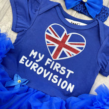 Load image into Gallery viewer, My First Eurovision Baby Girls Tutu Romper, Union Jack - Little Secrets Clothing