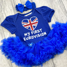 Load image into Gallery viewer, My First Eurovision Baby Girls Tutu Romper, Union Jack - Little Secrets Clothing