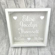 Load image into Gallery viewer, Personalised Glitter Baby Box Frames (Name, DOB, Time & Weight)