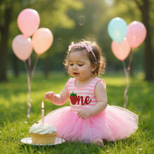 Load image into Gallery viewer, Strawberry 1st Birthday, Girls Pink Tutu Dress