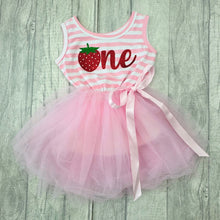 Load image into Gallery viewer, Strawberry 1st Birthday, Girls Pink Tutu Dress
