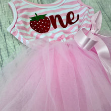 Load image into Gallery viewer, Strawberry 1st Birthday, Girls Pink Tutu Dress