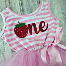 Load image into Gallery viewer, Strawberry 1st Birthday, Girls Pink Tutu Dress