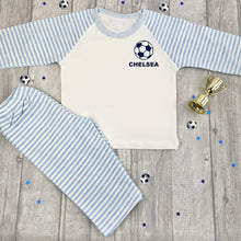 Load image into Gallery viewer, Personalised Football PJ's Stripe Boys Pyjamas - Little Secrets Clothing