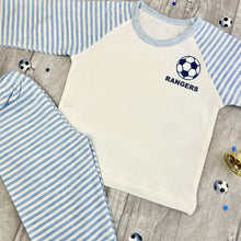 Load image into Gallery viewer, Personalised Football PJ's Stripe Boys Pyjamas - Little Secrets Clothing