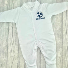 Load image into Gallery viewer, Personalised England Football Baby Sleepsuit - Front ENGLAND Football