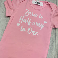 Load image into Gallery viewer, Half Way To One Personalised 6 Month Birthday Romper