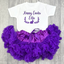 Load image into Gallery viewer, Happy Easter Personalised Girls Purple Boutique Outfit Set