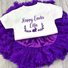 Load image into Gallery viewer, Happy Easter Personalised Girls Purple Boutique Outfit Set