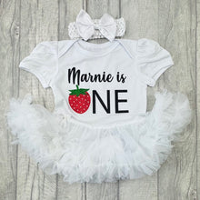 Load image into Gallery viewer, Strawberry 1st Birthday Baby Girl Tutu Romper, Personalised is One