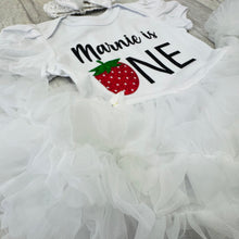 Load image into Gallery viewer, Strawberry 1st Birthday Baby Girl Tutu Romper, Personalised is One