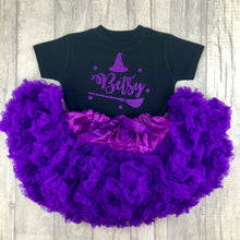 Load image into Gallery viewer, Personalised Witch Girls Boutique Halloween Skirt and T-shirt Set - Little Secrets Clothing