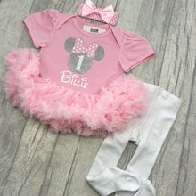 Load image into Gallery viewer, Personalised Disney 1st Birthday Minnie Mouse Outfit, Tutu Romper Dress Set