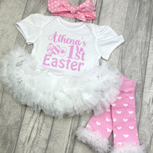 Load image into Gallery viewer, Baby Girls Personalised 1st Easter Bunny Outfit Set