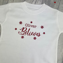 Load image into Gallery viewer, Personalised I Believe Children's White Christmas T-shirt