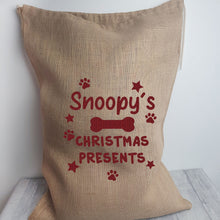 Load image into Gallery viewer, Personalised Pet Christmas Presents Hessian / Burlap Gift Sack