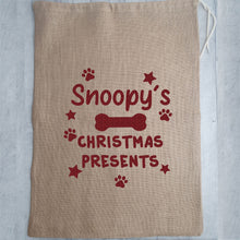 Load image into Gallery viewer, Personalised Pet Christmas Presents Hessian / Burlap Gift Sack