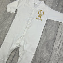 Load image into Gallery viewer, Newborn Personalised VE Day Sleepsuit Romper