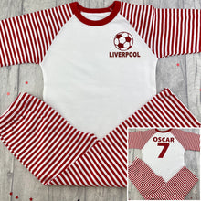 Load image into Gallery viewer, Personalised Football PJ's Stripe Boys Pyjamas