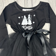 Load image into Gallery viewer, Wicked Personalised Girls Dress, Halloween Witch Long Sleeve Black Tutu Dress