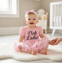 Load image into Gallery viewer, Pink Ladies Grease Film Baby Girl Tutu Romper With Matching Bow Headband