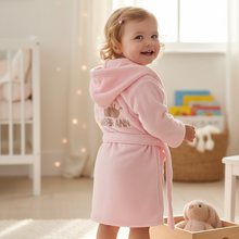 Load image into Gallery viewer, Personalised Girls Hooded Pink Dressing Gown, Princess Robe