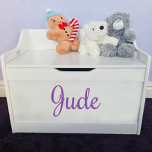 Load image into Gallery viewer, Personalised Baby Girl or Boy white toddler wooden Toy Storage Box