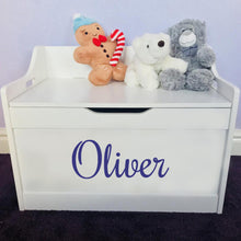 Load image into Gallery viewer, Personalised Baby Girl or Boy white toddler wooden Toy Storage Box