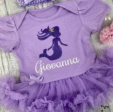 Load image into Gallery viewer, Personalised Mermaid Baby Girl Tutu Romper With Matching Bow Headband - Little Secrets Clothing