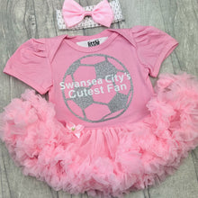 Load image into Gallery viewer, Baby Girls Personalised Cutest Fan Football Pink Tutu Romper