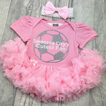 Load image into Gallery viewer, Baby Girls Personalised Cutest Fan Football Pink Tutu Romper