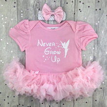 Load image into Gallery viewer, Baby Girls Disney Tinker Bell Tutu Romper with Headband, Never Grow Up