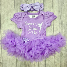 Load image into Gallery viewer, Baby Girls Disney Tinker Bell Tutu Romper with Headband, Never Grow Up