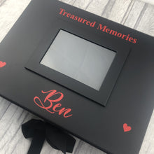 Load image into Gallery viewer, Treasured Memories A4 Black Photo Box Remembrance Keepsake Bereavement Gift - Red Design