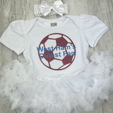 Load image into Gallery viewer, Baby Girls West Ham's Cutest Fan Football Tutu Romper Dress