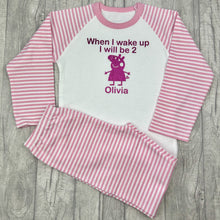Load image into Gallery viewer, Personalised Peppa Pig When I Wake Up I Will Be Pink Stripe Birthday Pyjamas - Little Secrets Clothing