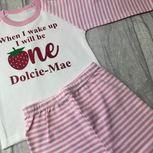 Load image into Gallery viewer, Strawberry 1st Birthday, Personalised When I Wake Up Pyjamas