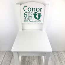 Load image into Gallery viewer, Personalised White Wooden Children's Chair, Newborn, Christening or Birthday Gift
