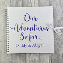 Load image into Gallery viewer, Personalised Father's Day Scrapbook Gift For Dad, Our Adventure So Far..... Royal Blue Design