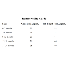 Load image into Gallery viewer, Romper size guide chart