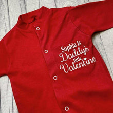 Load image into Gallery viewer, Personalised 'Daddy's Little Valentine' Babies Romper Sleep Suit, Valentine’s Day