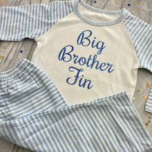 Load image into Gallery viewer, Personalised 'Big Brother' Blue and White Boys Pyjamas