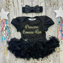 Load image into Gallery viewer, Personalised 'Princess' Baby Girl Tutu Romper With Matching Bow Headband